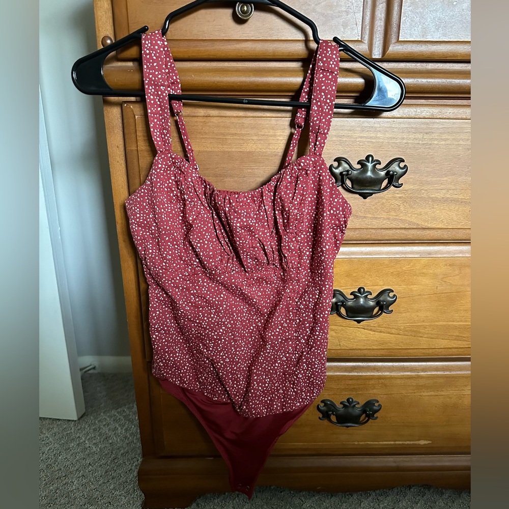 Abercrombie and Fitch bodysuit, red with polka dots, size XS